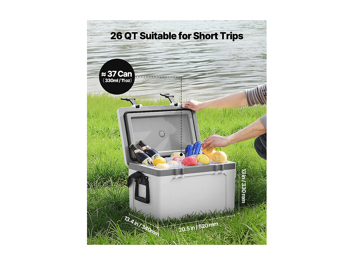 Glacière SucceBuy Glacière Isotherme Rigide Portable avec Capacité de 24,5 L, Sac Isotherme avec Conservation de Glace, Équipé de Sangles Résistantes