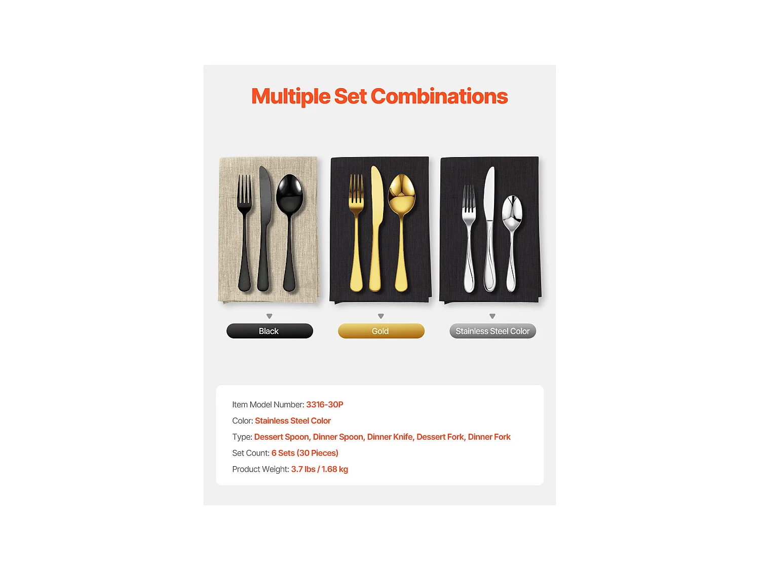 Ensemble de Couverts SucceBuy Ensemble de Couverts en Acier Inoxydable de 30 Pièces, Vaisselle Durable avec Finition Miroir, Vaisselle Lavable au Lave-Vaisselle