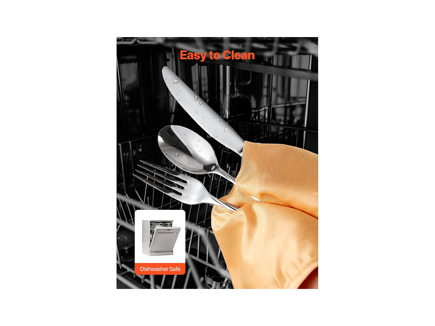 Ensemble de Couverts SucceBuy Ensemble de Couverts en Acier Inoxydable de 30 Pièces, Vaisselle Durable avec Finition Miroir, Vaisselle Lavable au Lave-Vaisselle