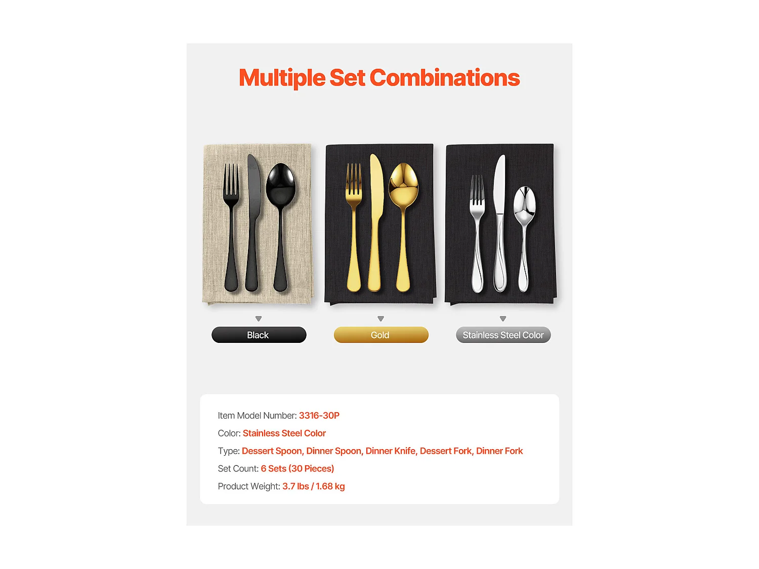 Ensemble de Couverts SucceBuy Ensemble de Couverts en Acier Inoxydable de 30 Pièces, Vaisselle Durable avec Finition Miroir, Vaisselle Lavable au Lave-Vaisselle