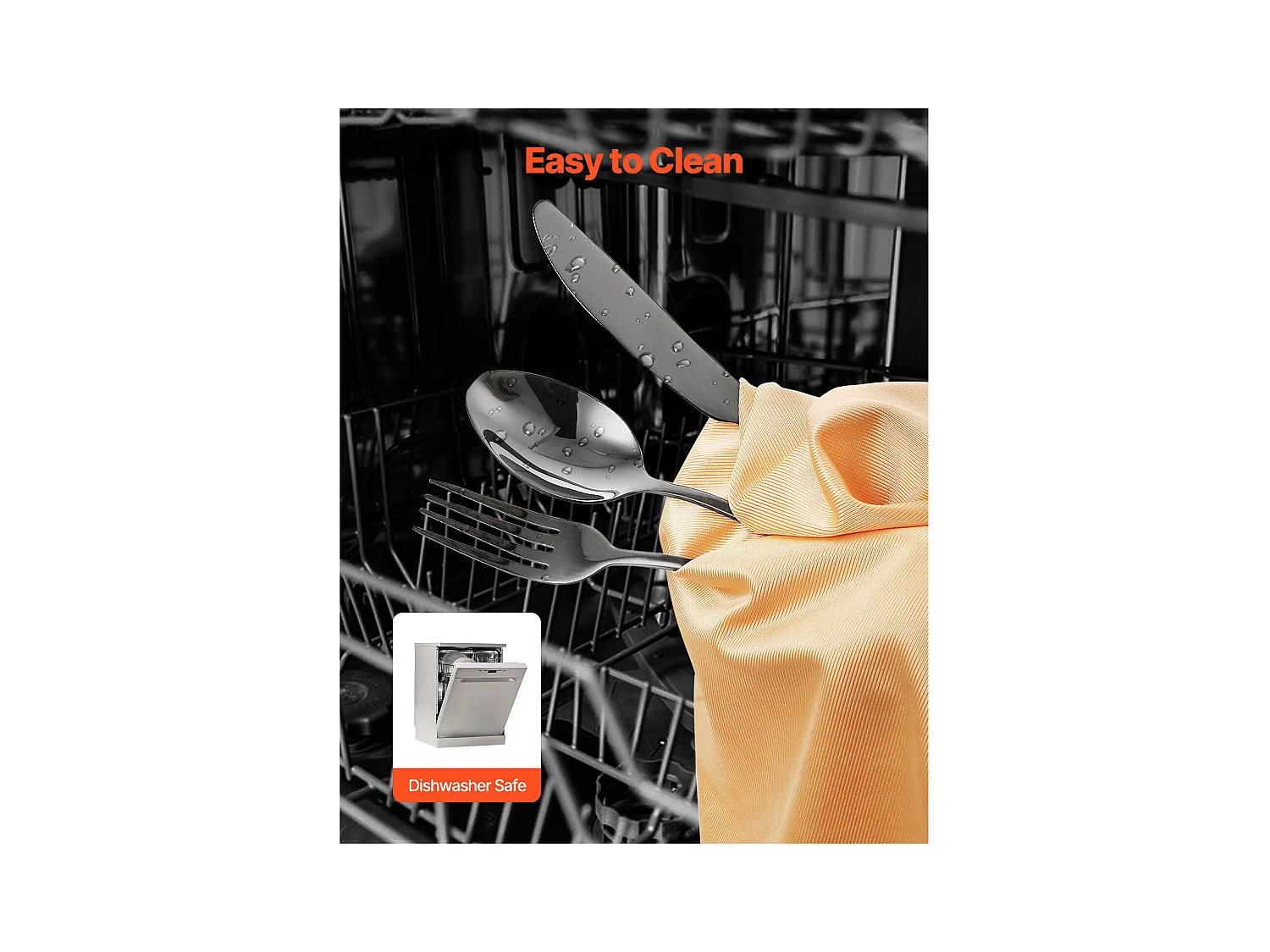 Set di Posate SucceBuy Set di Posate in Acciaio Inox da 30 Pezzi, Servizio per 6 Persone, Nero.