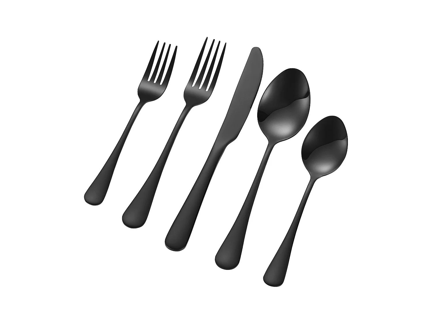 Set di Posate SucceBuy Set di Posate in Acciaio Inox da 30 Pezzi, Servizio per 6 Persone, Nero.