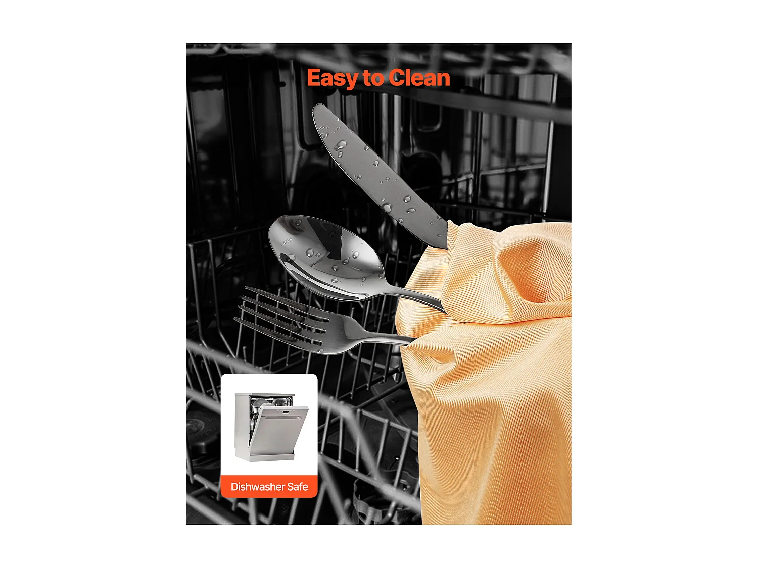 Set di Posate SucceBuy Set di Posate in Acciaio Inox da 30 Pezzi, Servizio per 6 Persone, Nero.