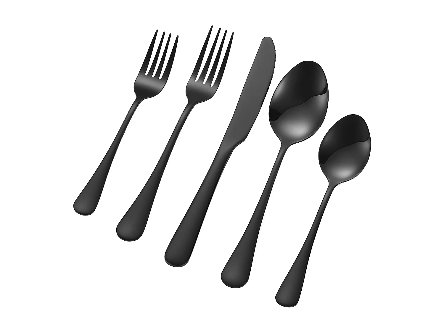 Set di Posate SucceBuy Set di Posate in Acciaio Inox da 30 Pezzi, Servizio per 6 Persone, Nero.