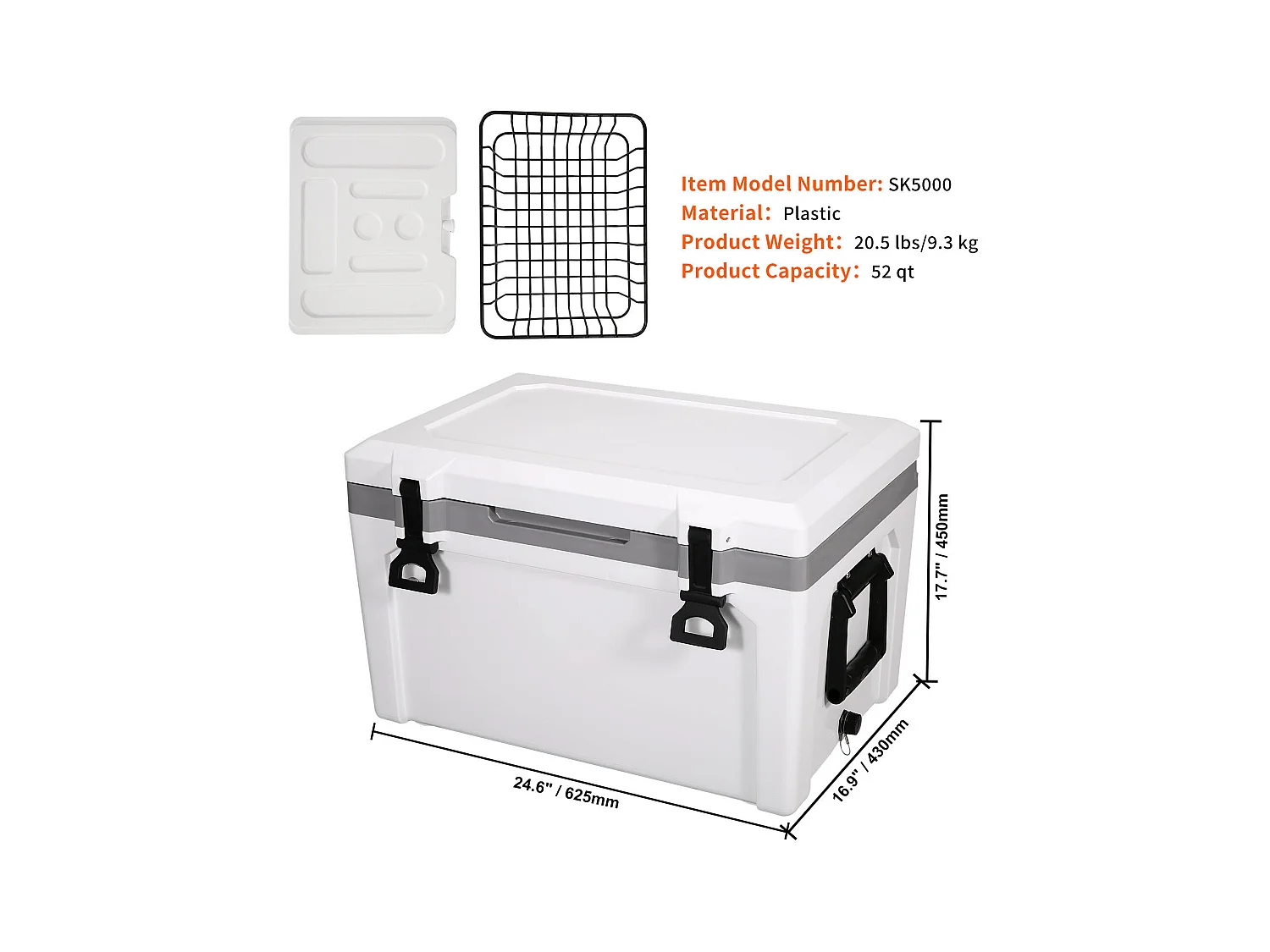 Glacière SucceBuy Glacière Rigide de 52 Litres, Glacière Portable Isolée Pouvant Contenir 50 Canettes