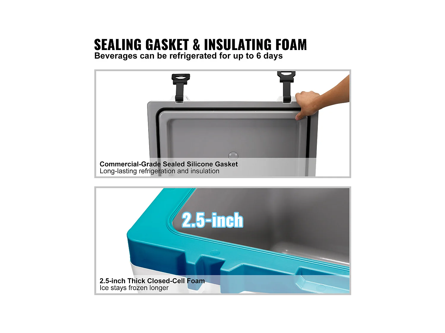 Glacière SucceBuy Glacière Rigide de 52 Litres, Glacière Portable Isolée Pouvant Contenir 50 Canettes