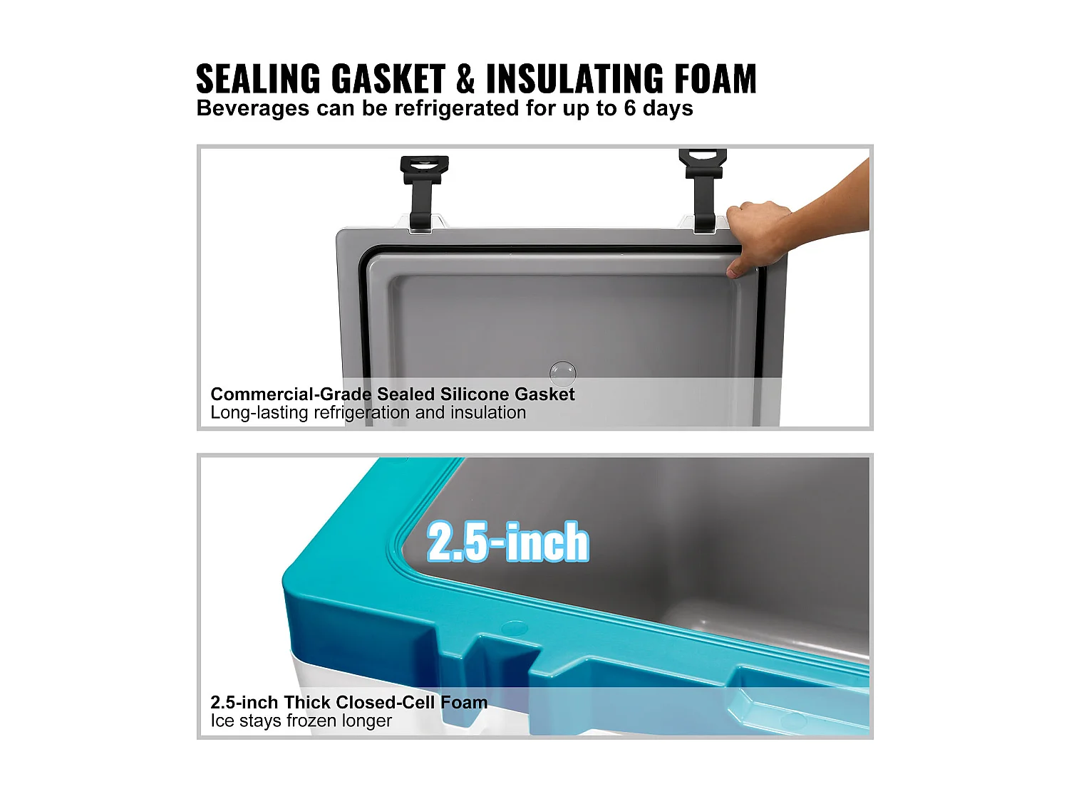 Glacière SucceBuy Glacière Rigide de 52 Litres, Glacière Portable Isolée Pouvant Contenir 50 Canettes