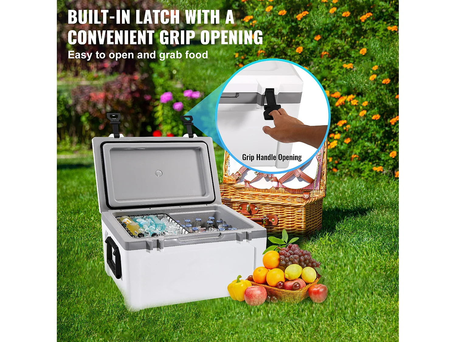 Glacière SucceBuy Glacière Rigide de 52 Litres, Glacière Portable Isolée Pouvant Contenir 50 Canettes