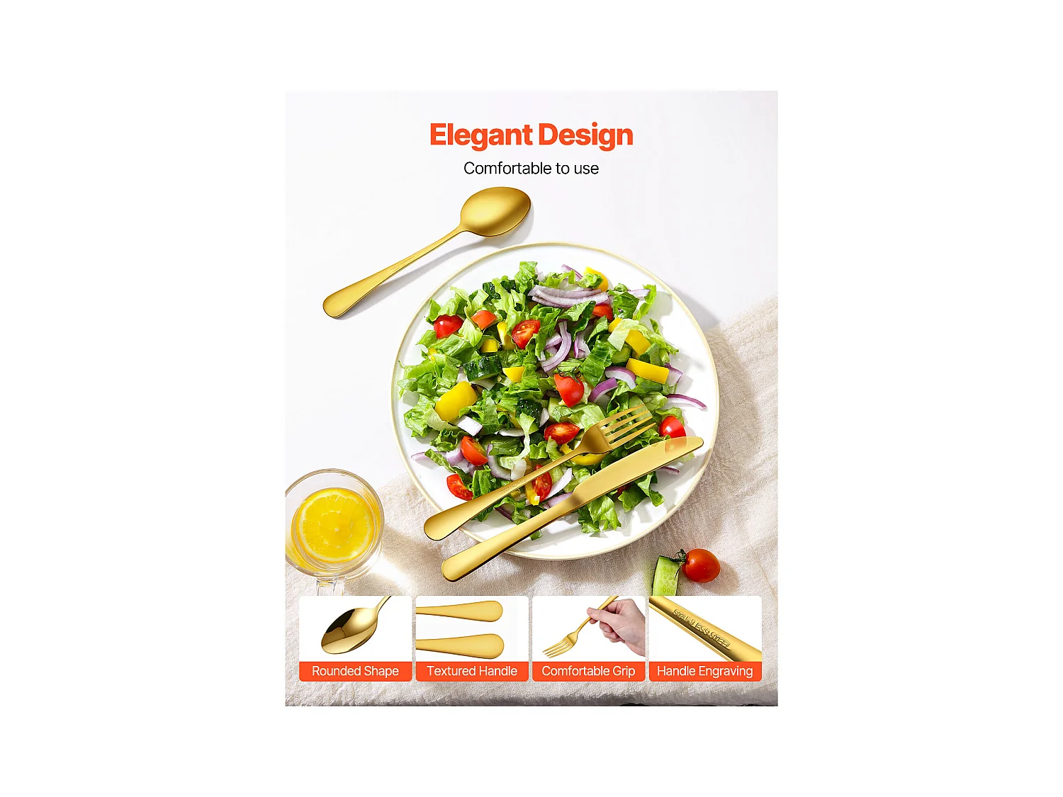 Ensemble de Couverts SucceBuy Ensemble de Couverts en Acier Inoxydable 60 Pièces, Couverts pour 12 Personnes, Cuisine.