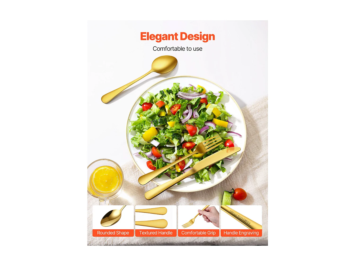 Conjunto de Talheres SucceBuy Conjunto de Talheres em Aço Inoxidável com 60 Peças para 12 Pessoas, Serviço de Cozinha.