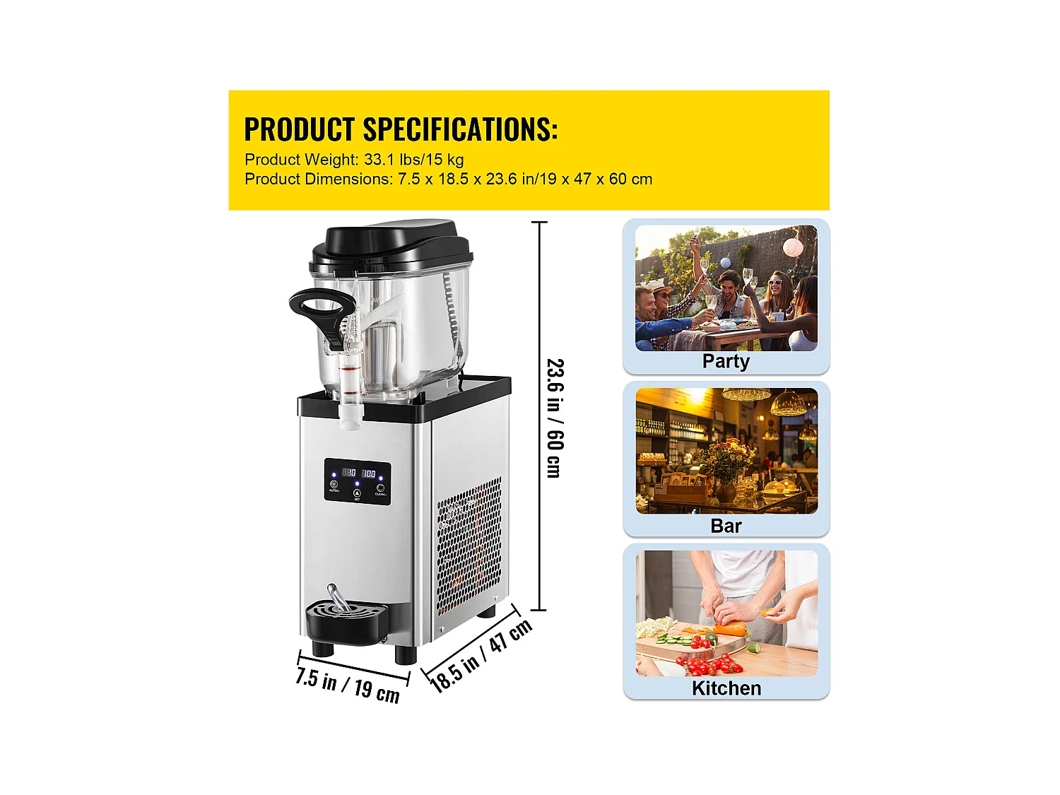 Machine à Granité SucceBuy Commerciale 6L, Machine à Boissons Glacées, pour Supermarchés, Cafés, Restaurants, Bars