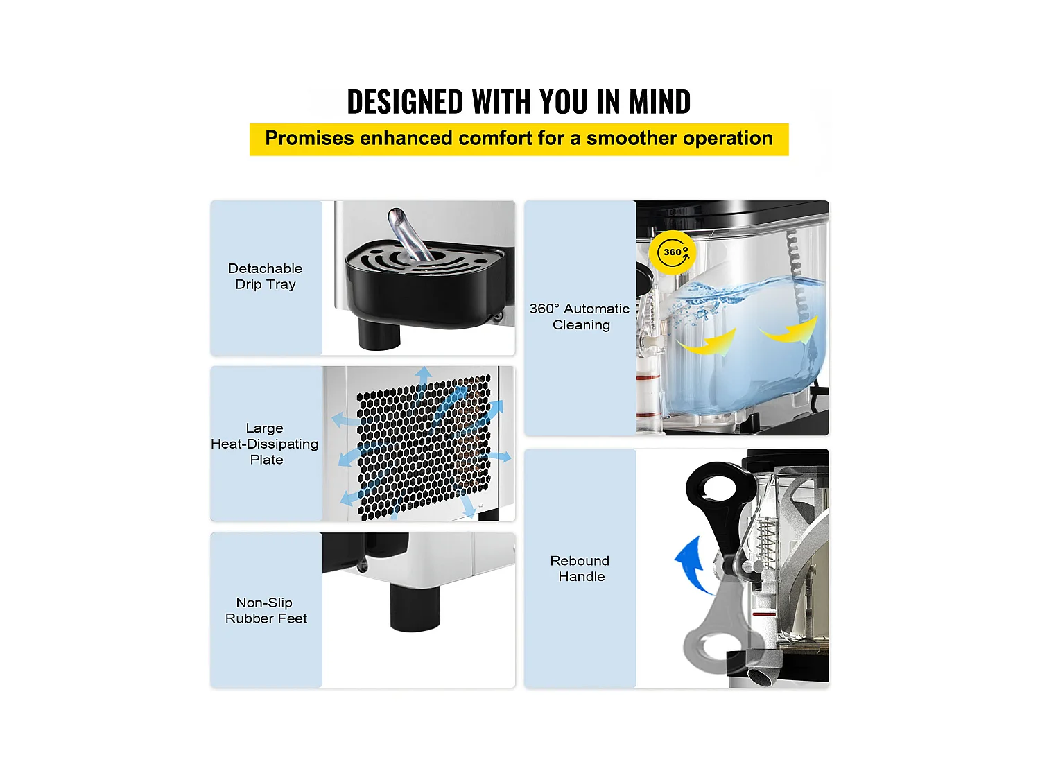 Machine à Granité SucceBuy Commerciale 6L, Machine à Boissons Glacées, pour Supermarchés, Cafés, Restaurants, Bars