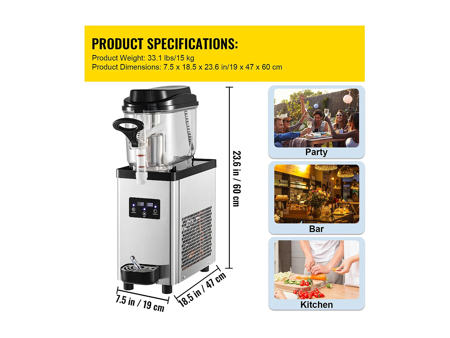 Machine à Granité SucceBuy Commerciale 6L, Machine à Boissons Glacées, pour Supermarchés, Cafés, Restaurants, Bars