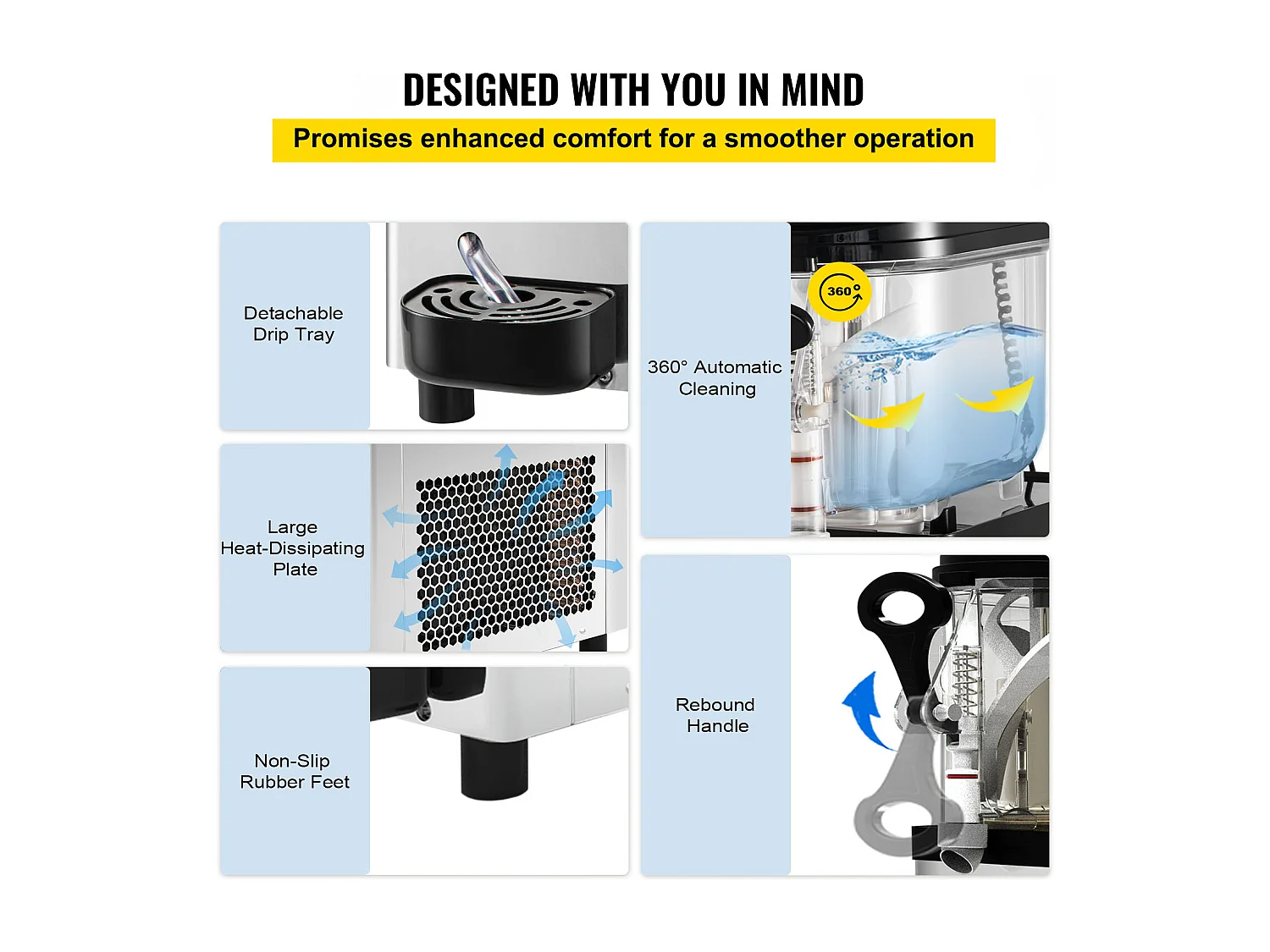 Machine à Granité SucceBuy Commerciale 6L, Machine à Boissons Glacées, pour Supermarchés, Cafés, Restaurants, Bars