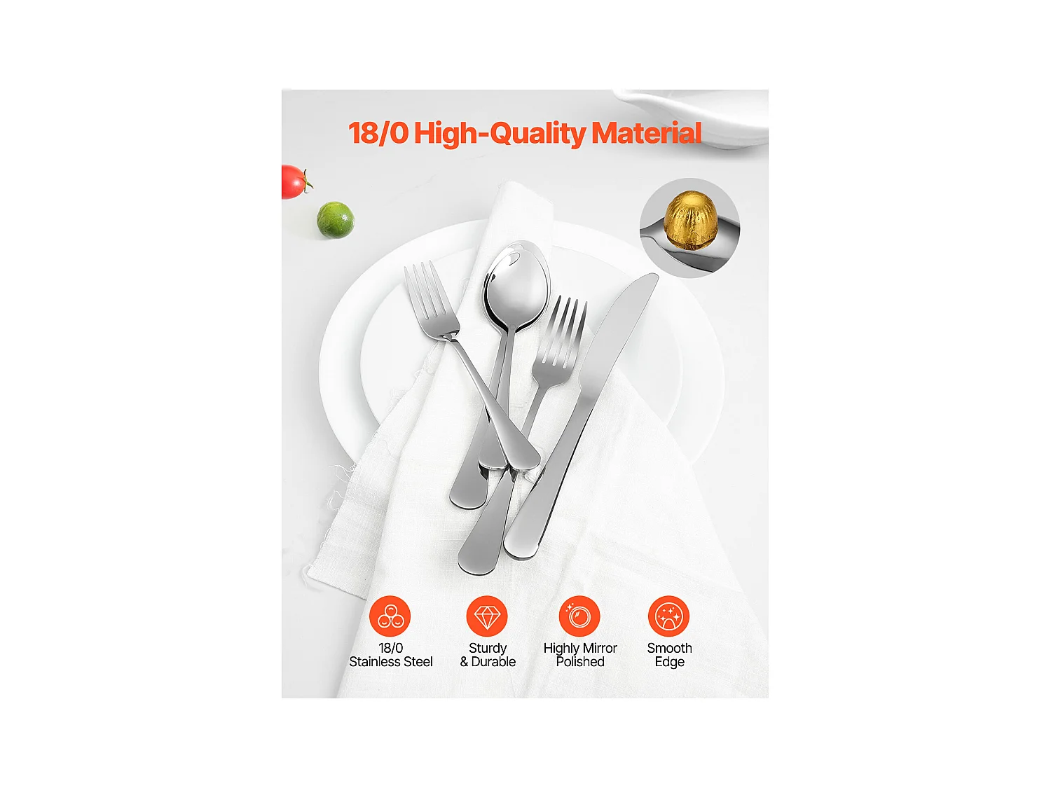 Ensemble de Couverts SucceBuy Ménagère 30 Pièces en Acier Inoxydable, Couverts pour 6 Personnes, Ustensiles de Cuisine.