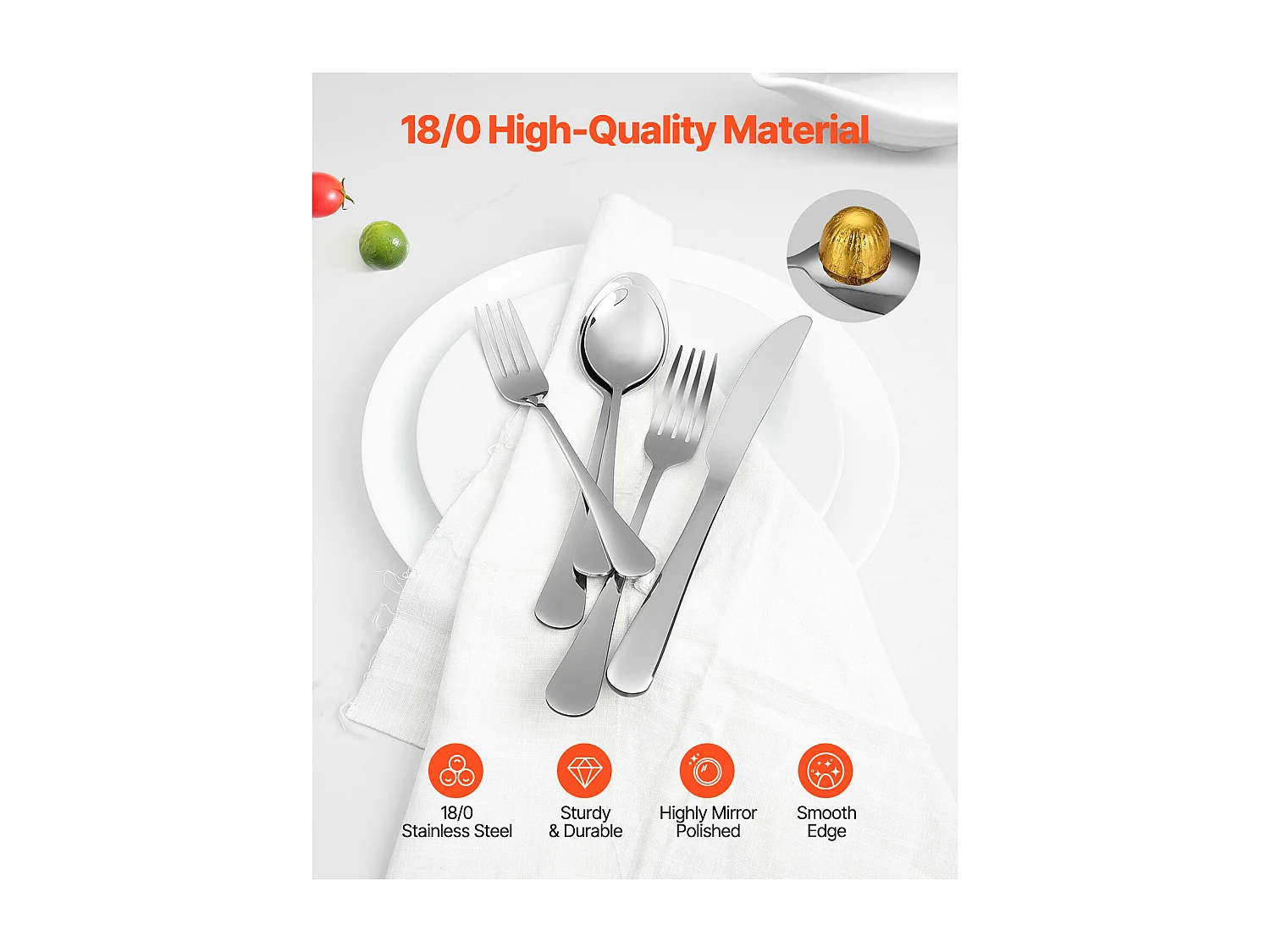 Ensemble de Couverts SucceBuy Ménagère 30 Pièces en Acier Inoxydable, Couverts pour 6 Personnes, Ustensiles de Cuisine.