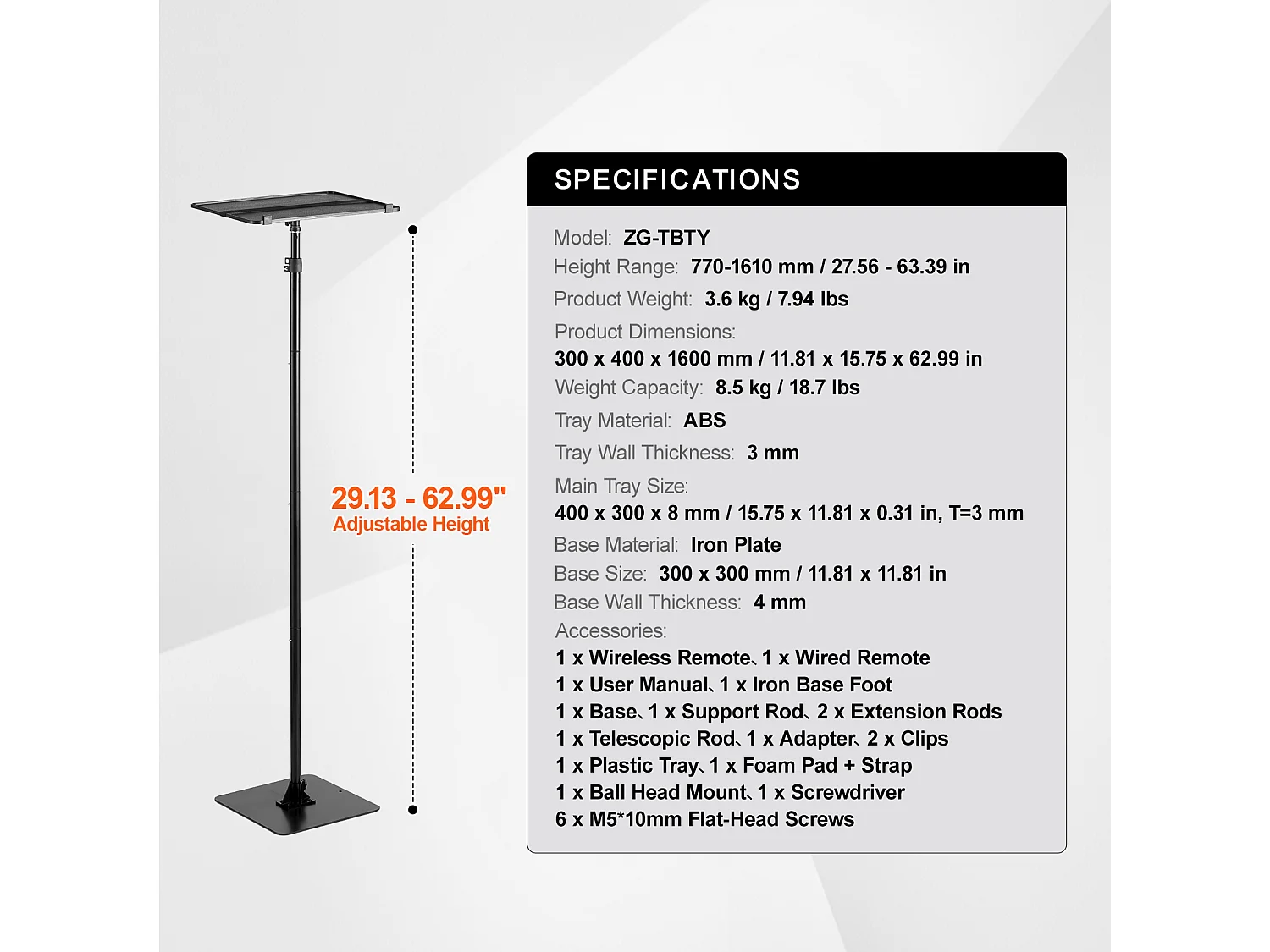 Projectorstandaard, SucceBuy Projectorstandaard, Vloerstandaard, Verstelbare Hoogte 77-161 cm