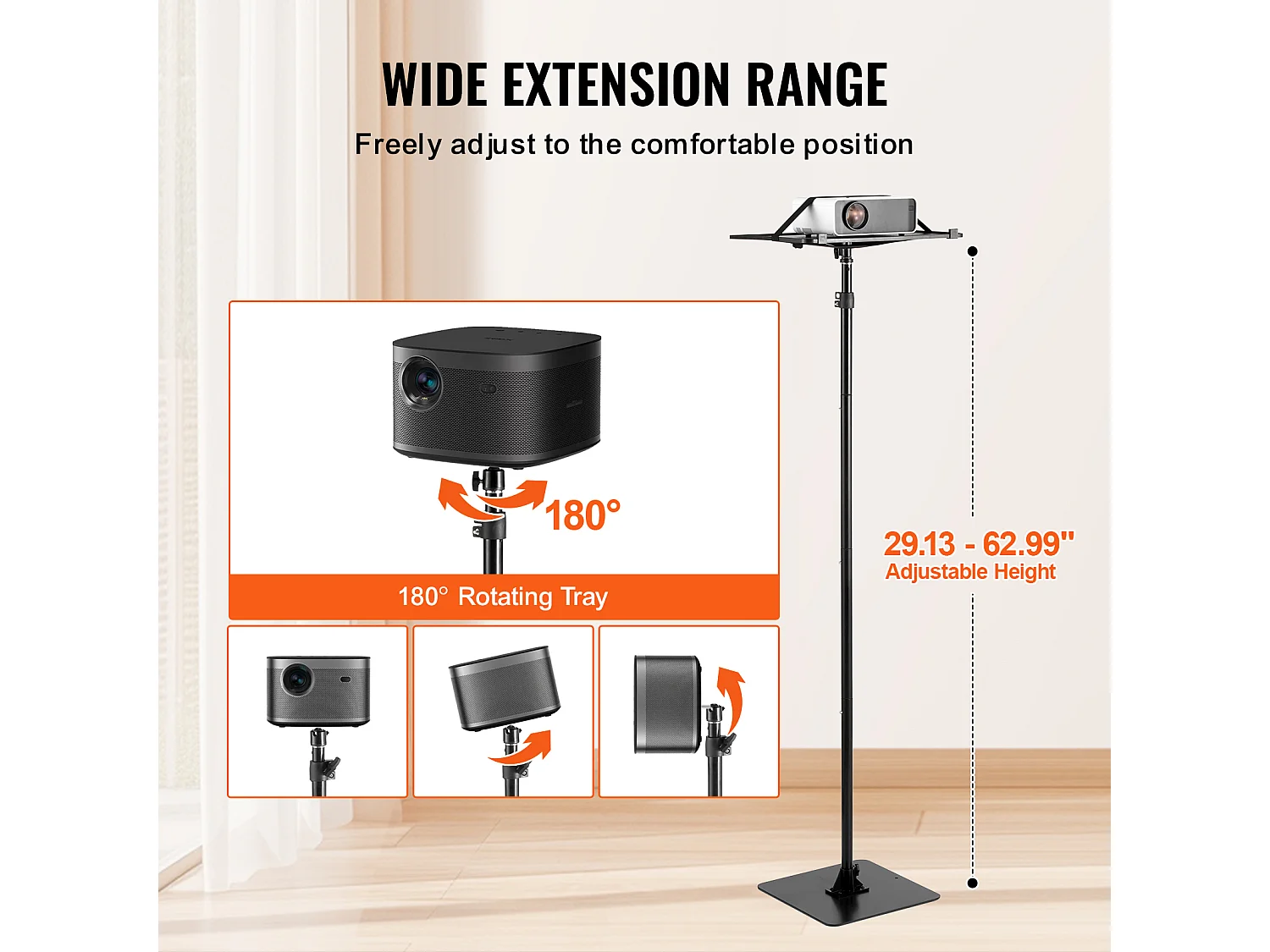 Projectorstandaard, SucceBuy Projectorstandaard, Vloerstandaard, Verstelbare Hoogte 77-161 cm