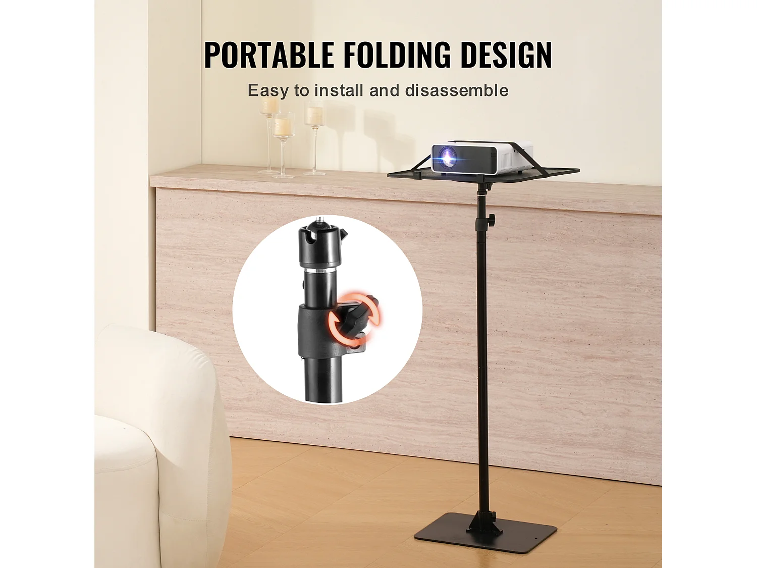 Projectorstandaard, SucceBuy Projectorstandaard, Vloerstandaard, Verstelbare Hoogte 77-161 cm