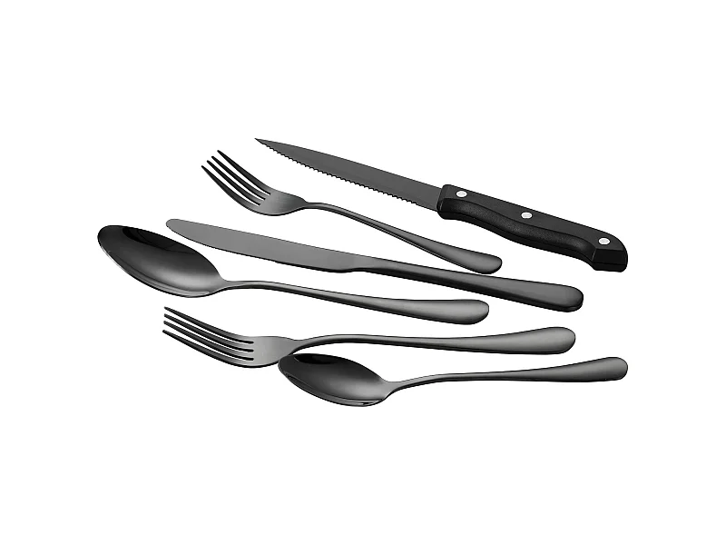 Ensemble de Couverts SucceBuy Ensemble de Couverts 48 Pièces en Acier Inoxydable pour 8 Personnes, Noir.