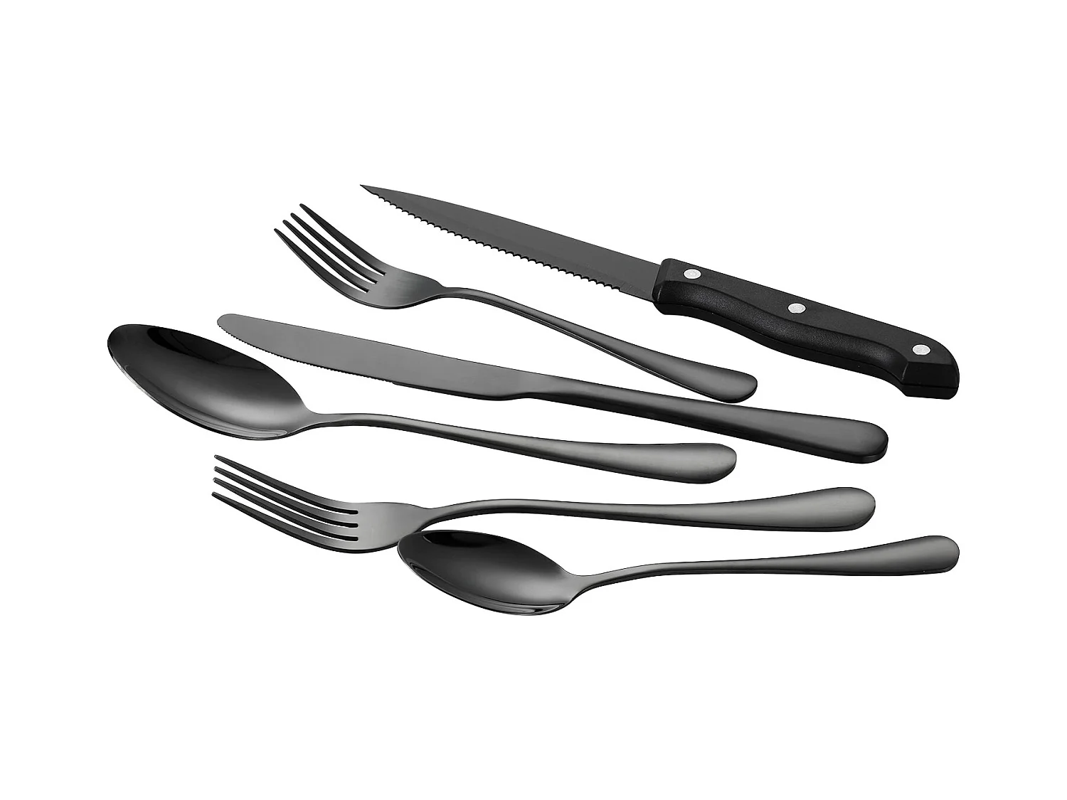 Besteckset SucceBuy 48-teiliges Besteckset aus Lebensmittelechtem Edelstahl, Hochglanzoberfläche, Spülmaschinenfest, Inklusive Steakmesser, Gabeln und Löffel