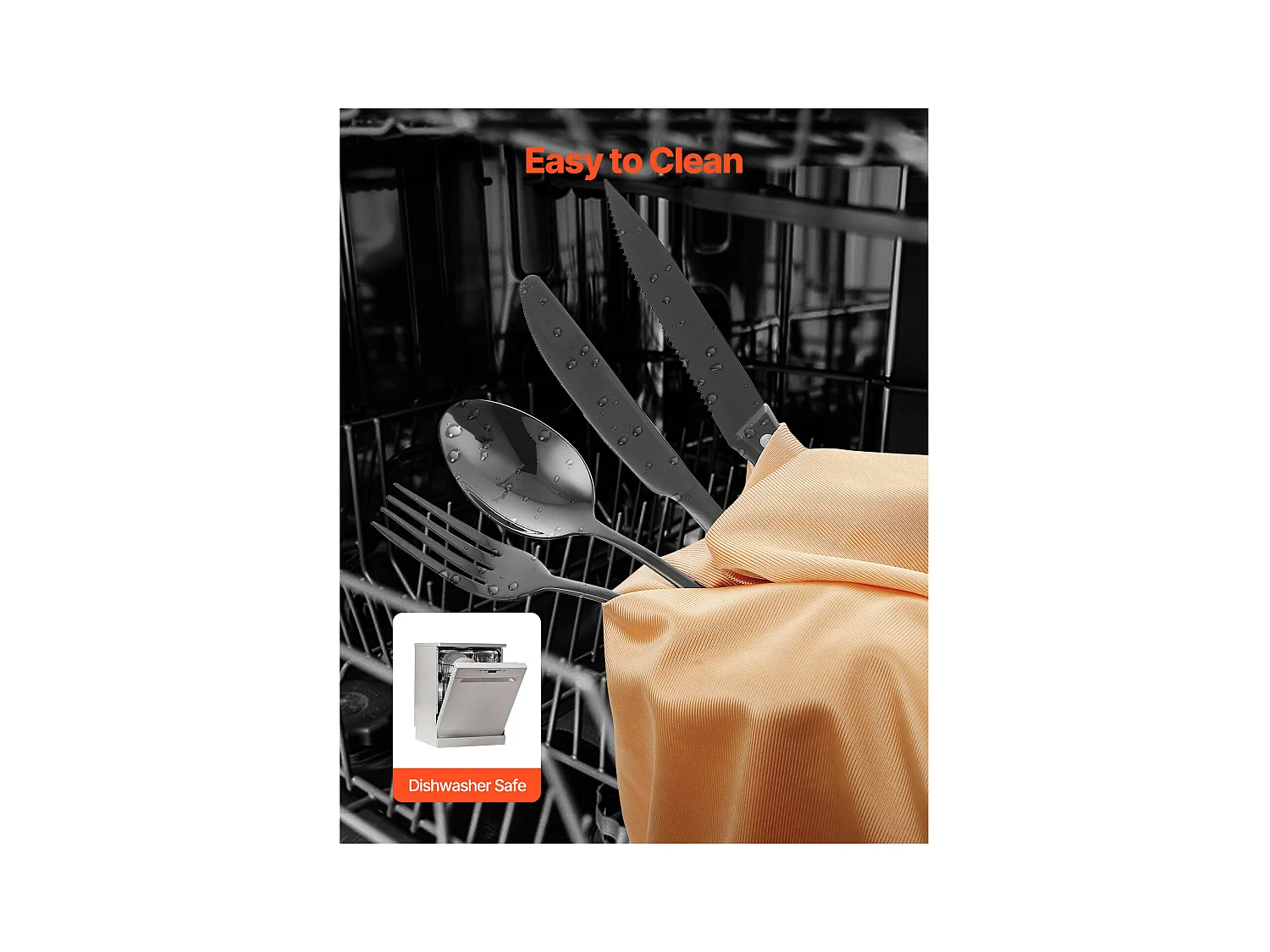 Besteckset SucceBuy 48-teiliges Besteckset aus Lebensmittelechtem Edelstahl, Hochglanzoberfläche, Spülmaschinenfest, Inklusive Steakmesser, Gabeln und Löffel