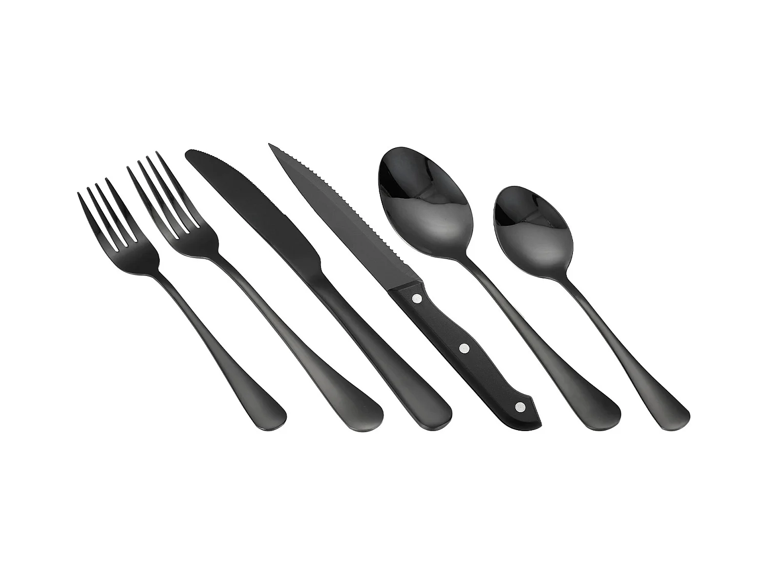 Besteckset SucceBuy 48-teiliges Besteckset aus Lebensmittelechtem Edelstahl, Hochglanzoberfläche, Spülmaschinenfest, Inklusive Steakmesser, Gabeln und Löffel