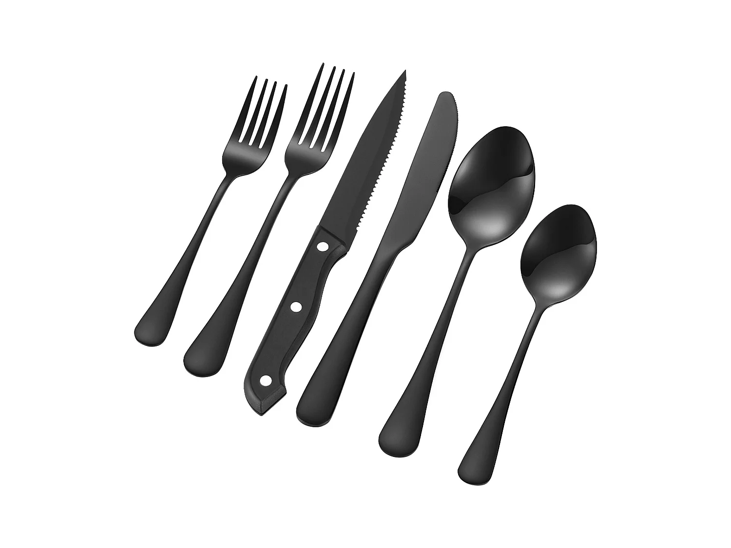 Besteckset SucceBuy 48-teiliges Besteckset aus Lebensmittelechtem Edelstahl, Hochglanzoberfläche, Spülmaschinenfest, Inklusive Steakmesser, Gabeln und Löffel