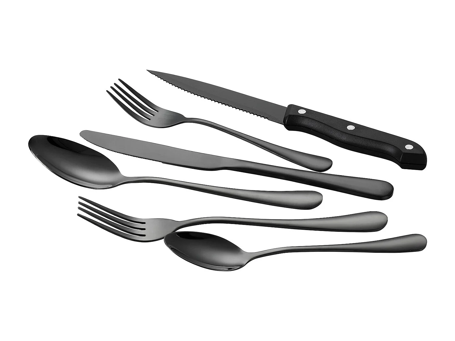 Ensemble de Couverts SucceBuy Ensemble de Couverts 48 Pièces en Acier Inoxydable pour 8 Personnes, Noir.