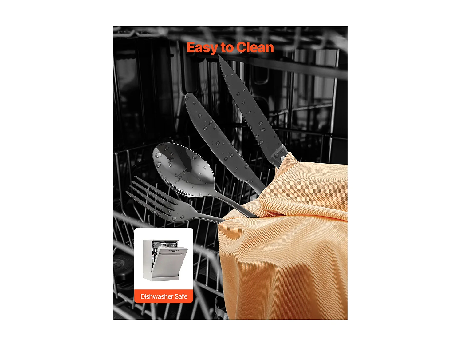 Ensemble de Couverts SucceBuy Ensemble de Couverts 48 Pièces en Acier Inoxydable pour 8 Personnes, Noir.