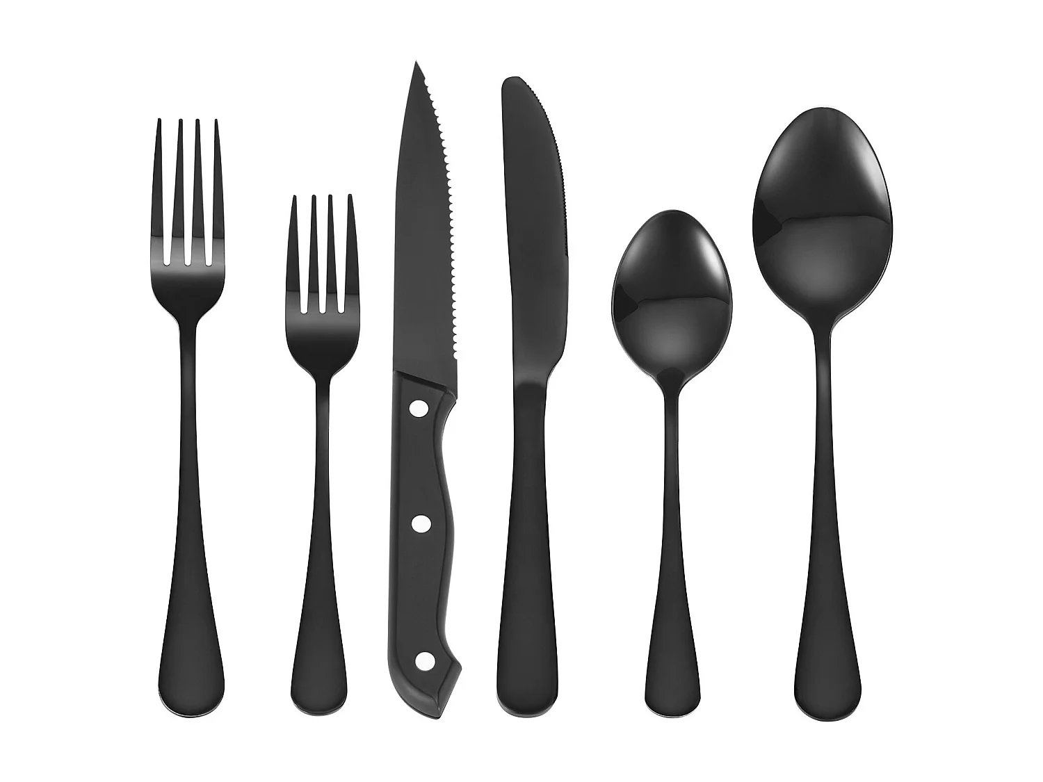 Ensemble de Couverts SucceBuy Ensemble de Couverts 48 Pièces en Acier Inoxydable pour 8 Personnes, Noir.