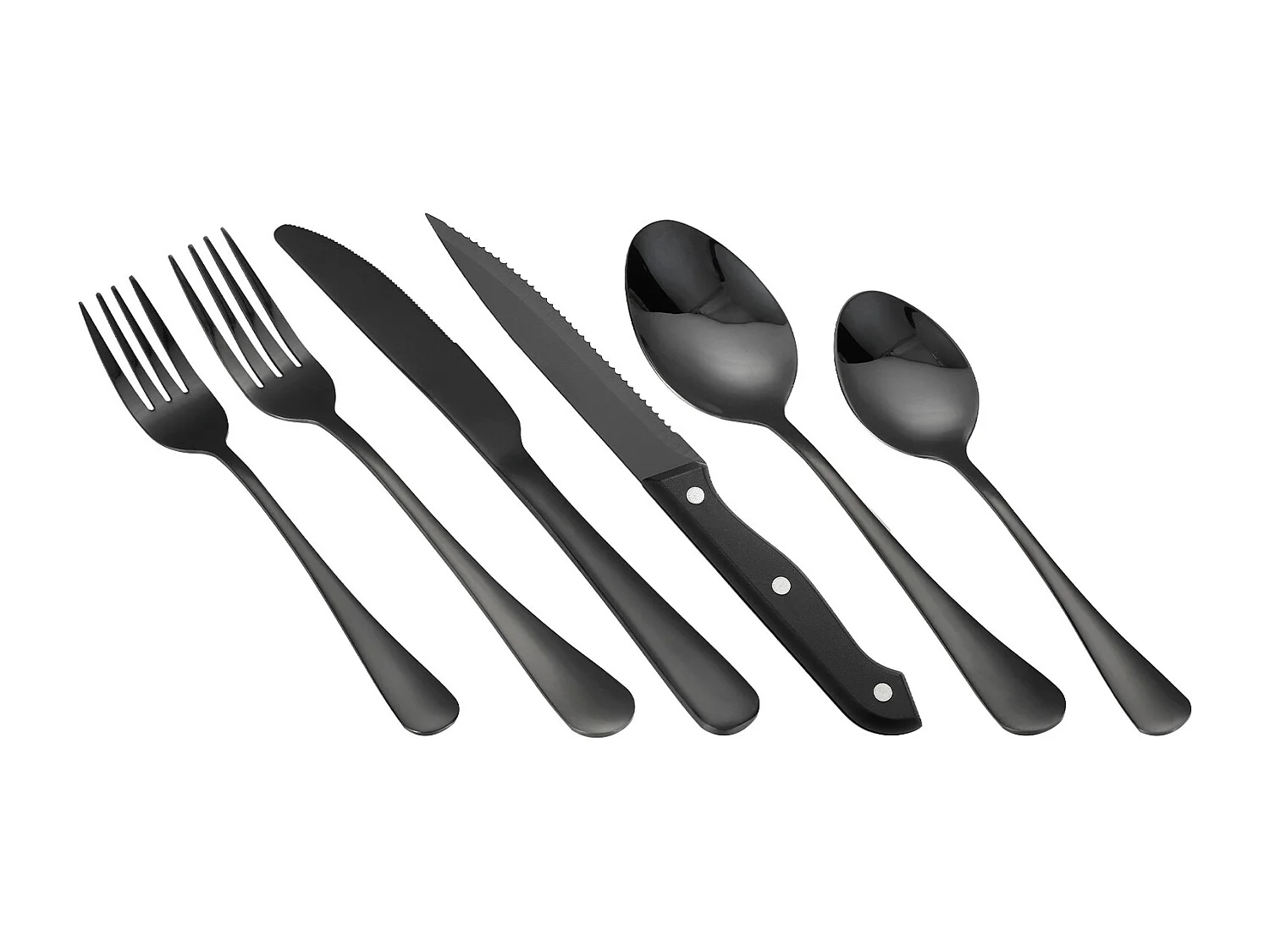 Ensemble de Couverts SucceBuy Ensemble de Couverts 48 Pièces en Acier Inoxydable pour 8 Personnes, Noir.