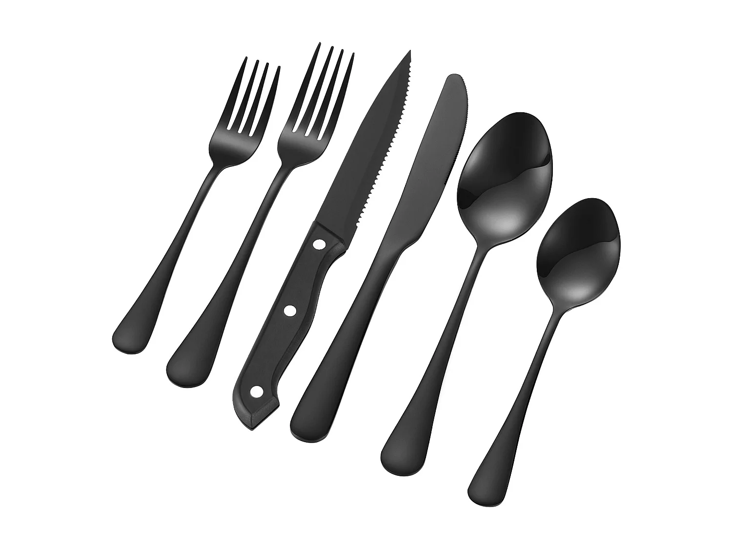 Ensemble de Couverts SucceBuy Ensemble de Couverts 48 Pièces en Acier Inoxydable pour 8 Personnes, Noir.