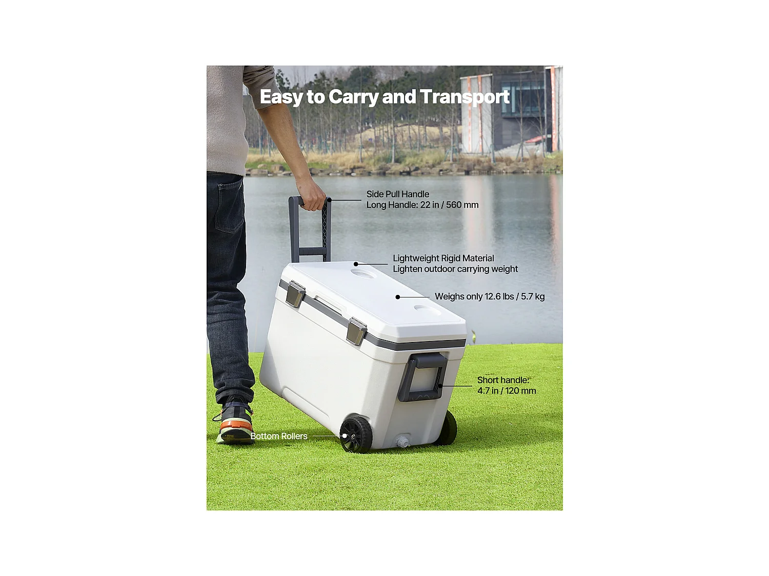 Glacière SucceBuy Glacière Portable 42,5 L avec Roulettes, Conception Isolée pour la Rétention de la Glace, Idéale pour les Pique-Niques