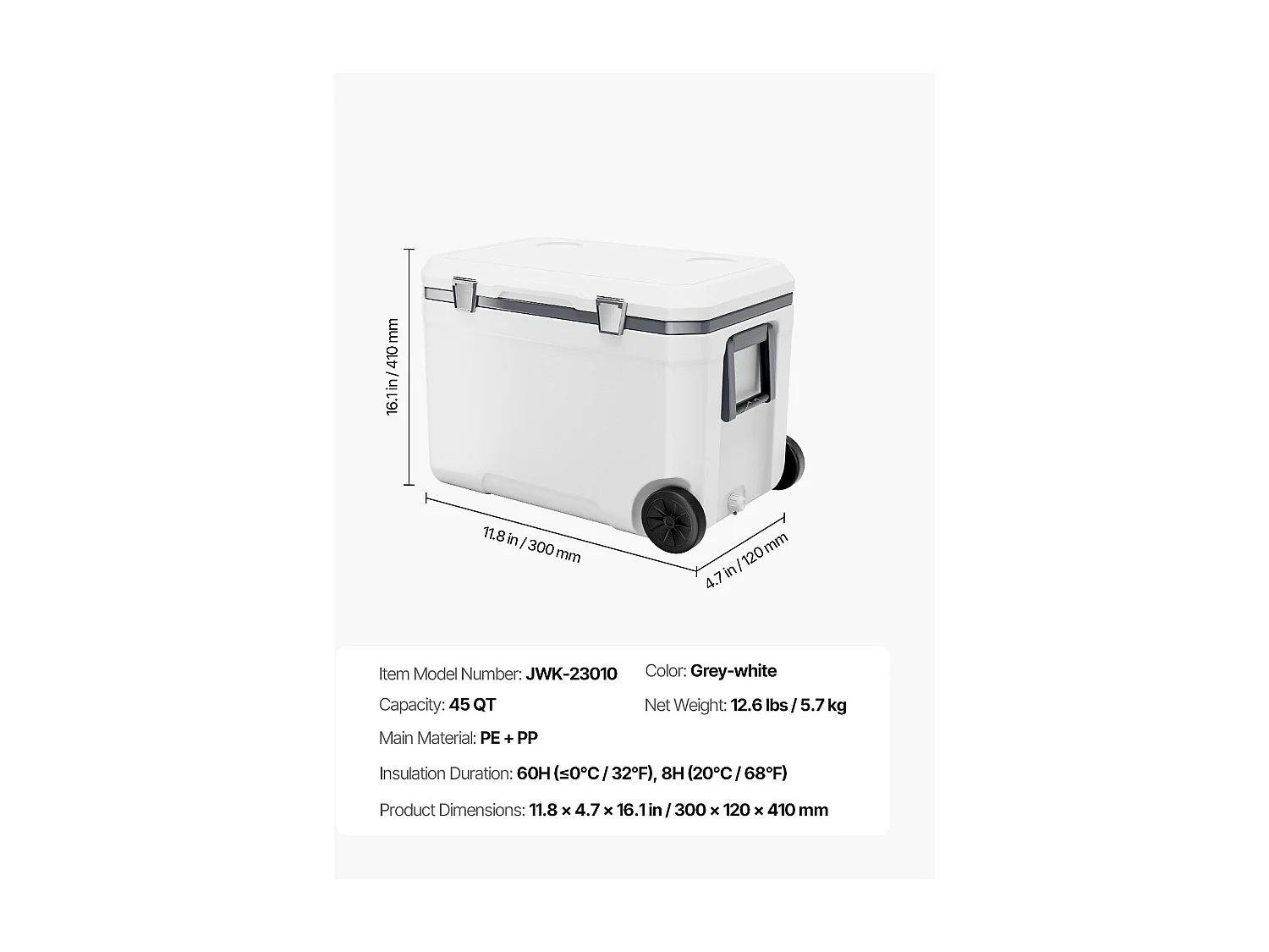 Glacière SucceBuy Glacière Portable 42,5 L avec Roulettes, Conception Isolée pour la Rétention de la Glace, Idéale pour les Pique-Niques