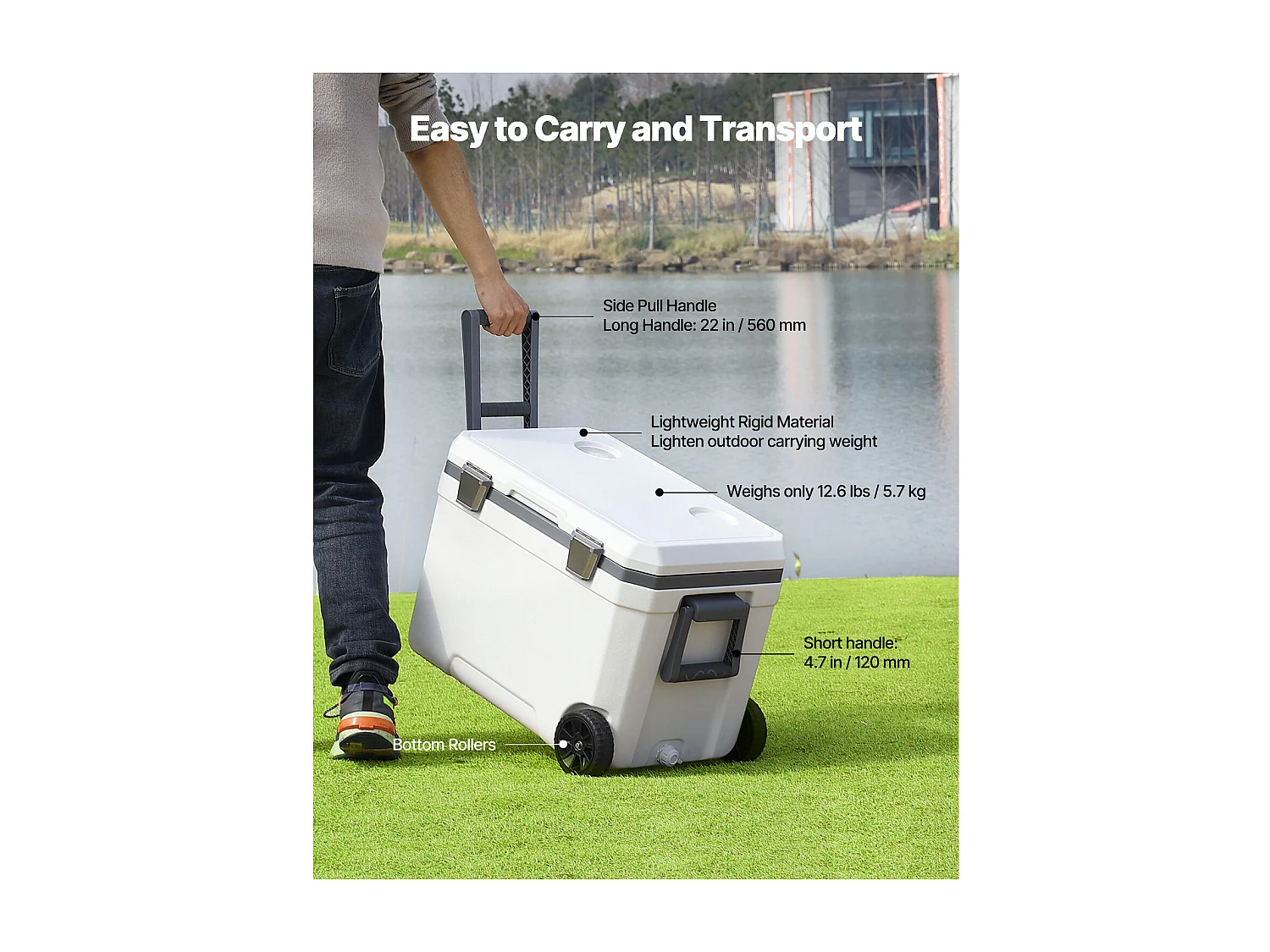 Glacière SucceBuy Glacière Portable 42,5 L avec Roulettes, Conception Isolée pour la Rétention de la Glace, Idéale pour les Pique-Niques