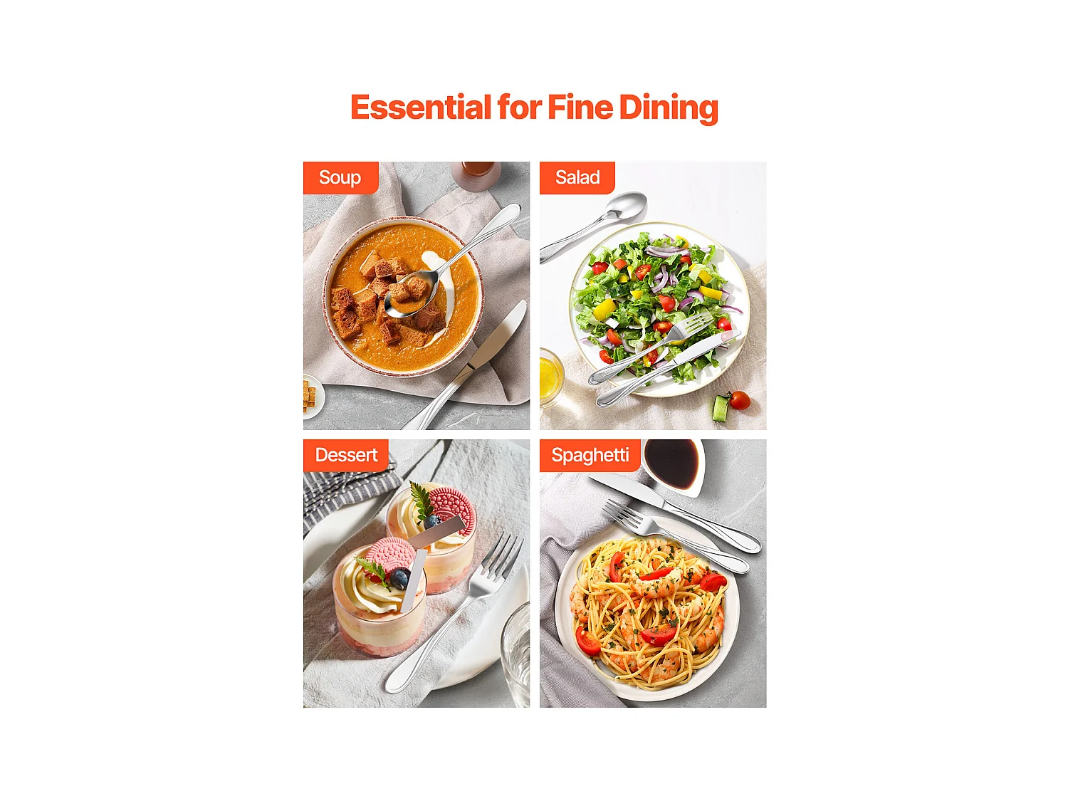 Ensemble de Couverts SucceBuy Ménagère 65 Pièces en Acier Inoxydable, Couverts pour 12 Personnes, Cuisine.