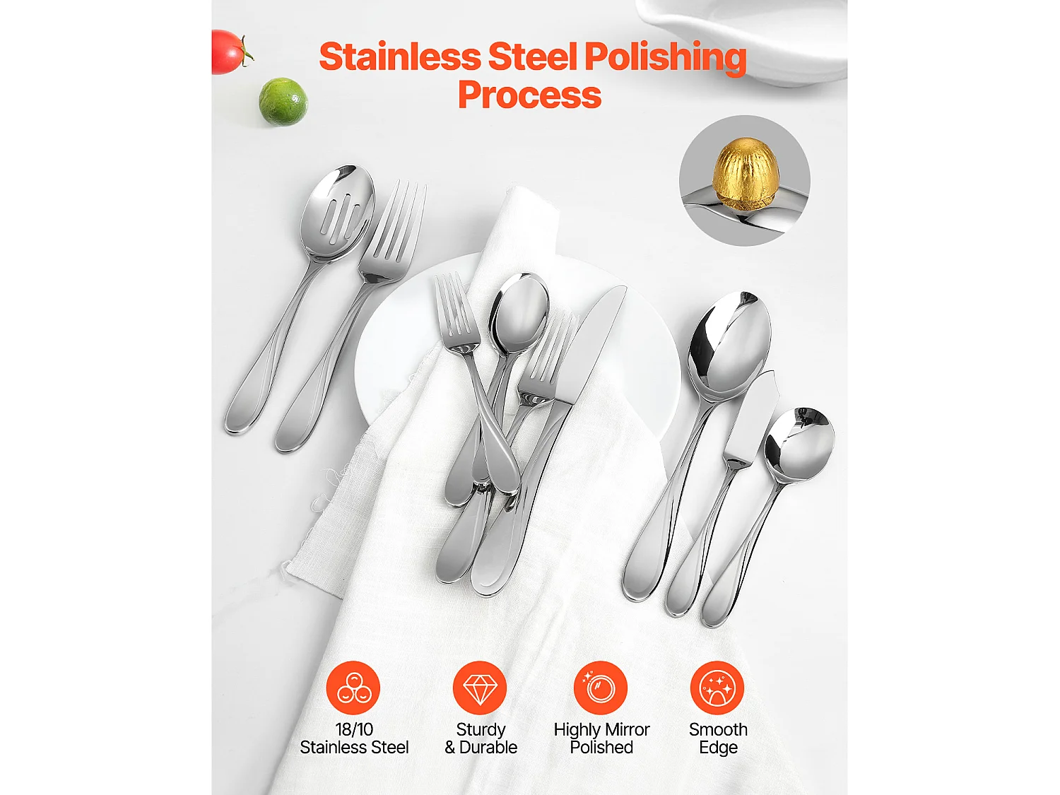Set Di Utensili Da Cucina In Acciaio Inox MAXCOOK – 4 Pezzi: Mestolo, Spatola, Cucchiaio Forato E Spatola Per Pasta – Lavabili In Lavastoviglie