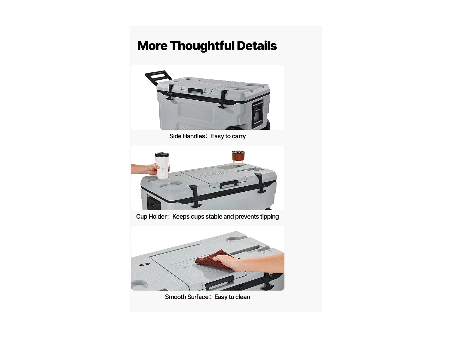 Enfriador SucceBuy Nevera Portátil con Aislamiento Rígido de 70 Litros, con Ruedas, Bolsa Térmica para Almacenar Hielo, Asas Resistentes
