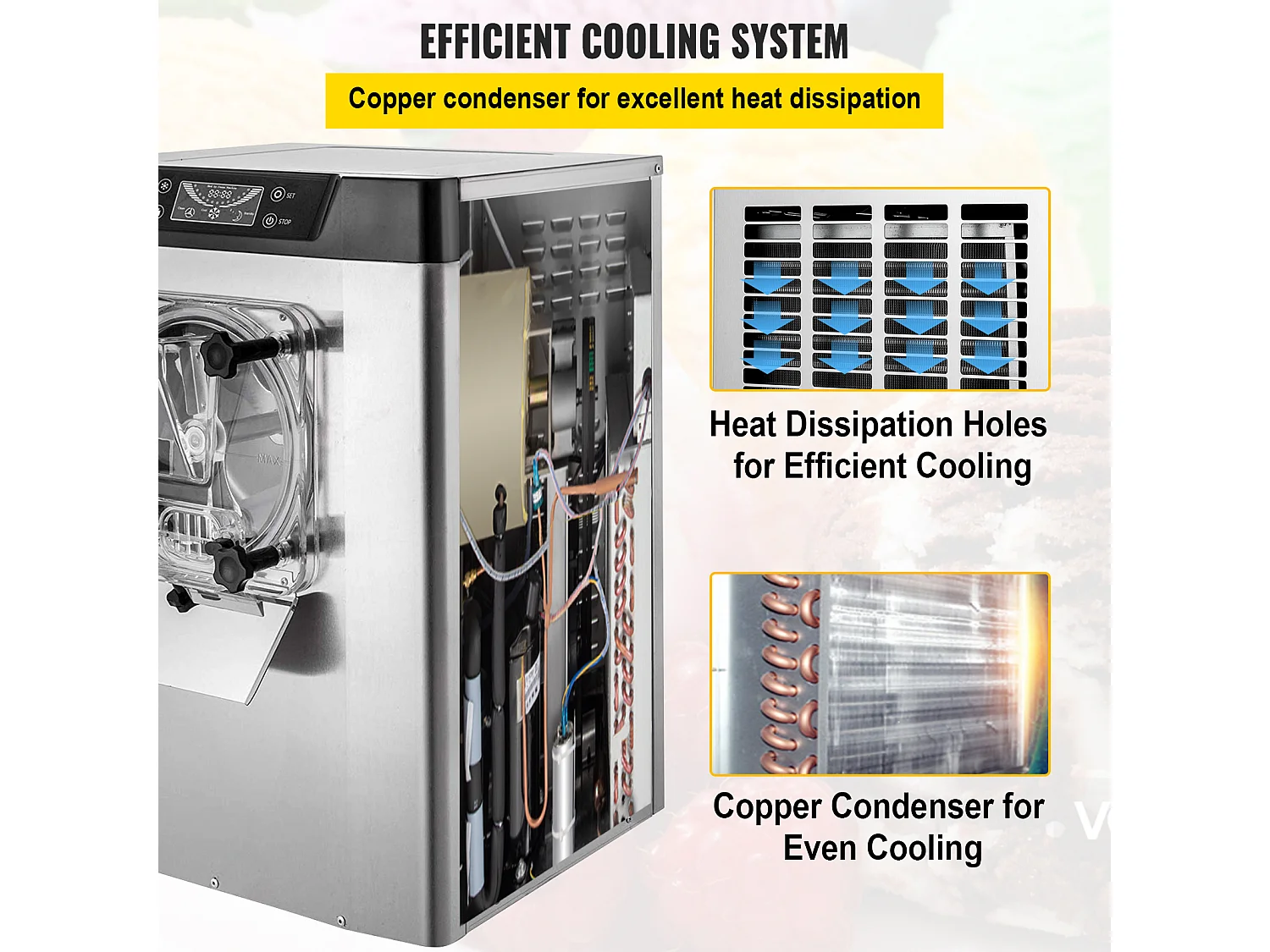 Machine à Crème Glacée SucceBuy dure Commerciale, 16-20L Britanniques/Heure, Acier Inoxydable