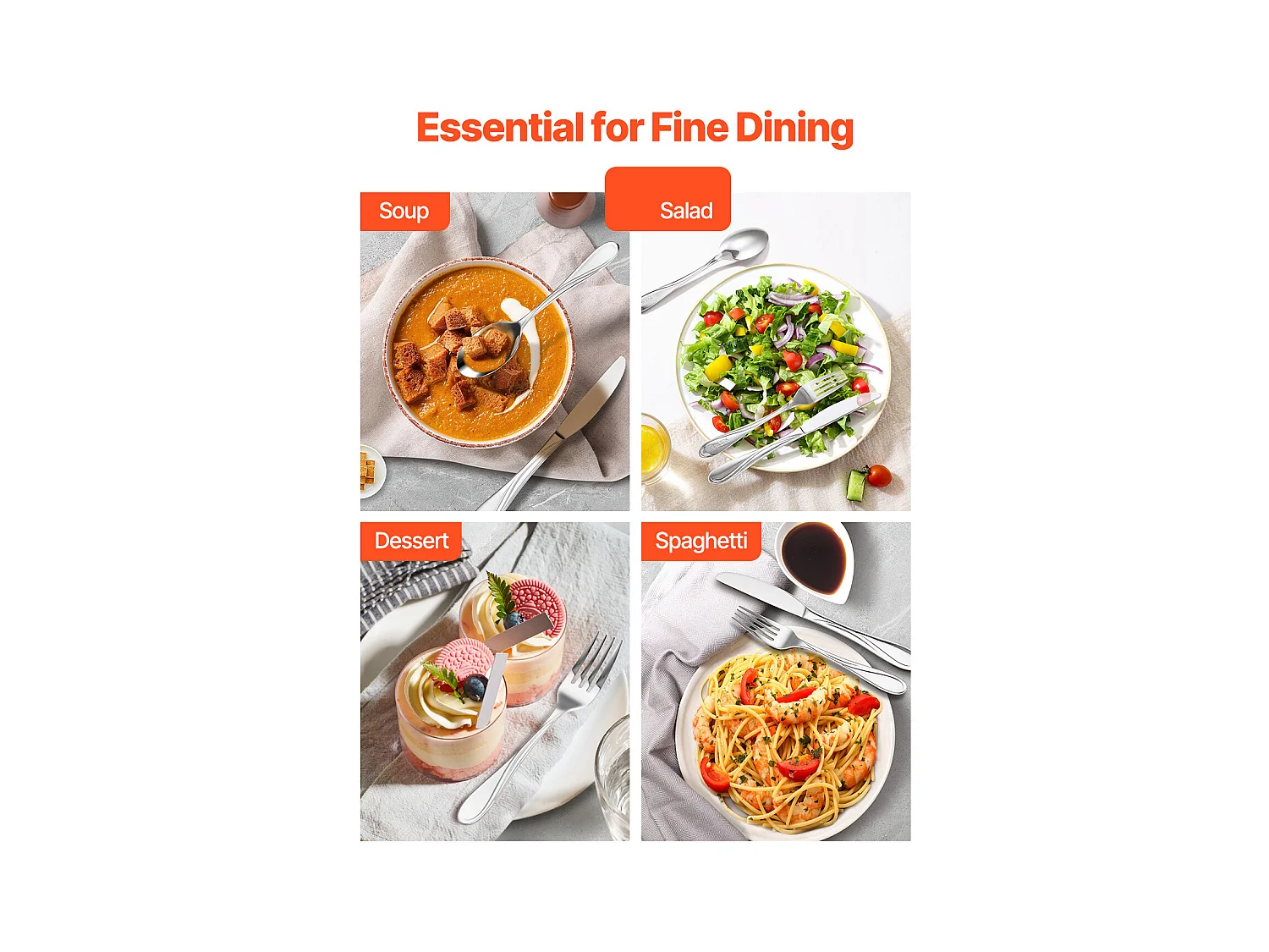 Ensemble de Couverts SucceBuy Ménagère 45 Pièces en Acier Inoxydable, Couverts pour 8 Personnes, Ustensiles de Cuisine.