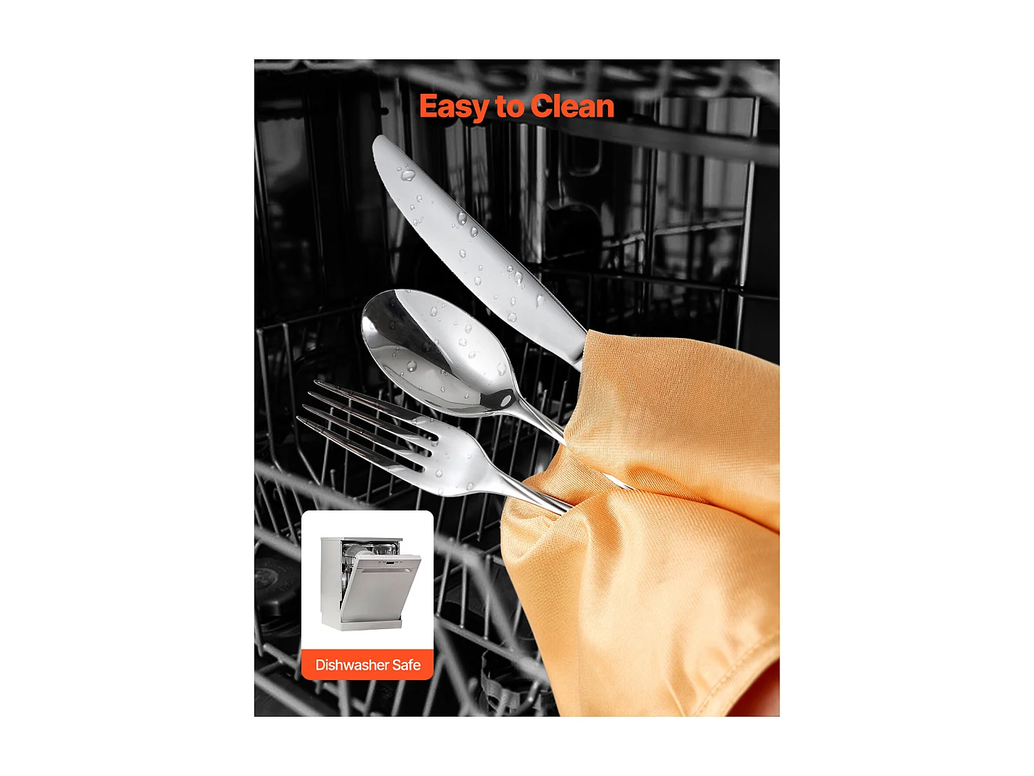 Ensemble de Couverts SucceBuy Ménagère 45 Pièces en Acier Inoxydable, Couverts pour 8 Personnes, Ustensiles de Cuisine.