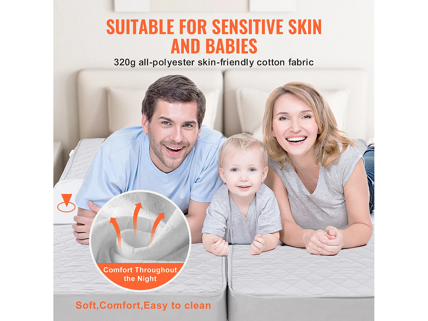 Bettbrücke 254 x 61 cm SucceBuy, Verbinder-Set für King-Size-Bett mit Starker Metallschlaufe, Formgedächtnisschaum 25D