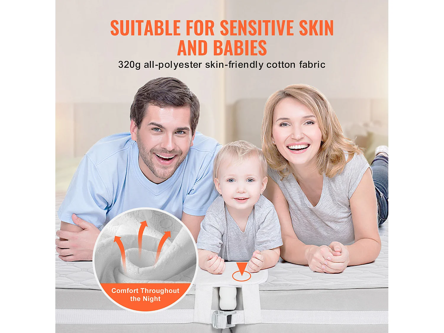 Bedbrug 190,5 x 20,32 cm SucceBuy, met Sterke Metaalring en Opbergzak, Vormgeheugenschuim 25D