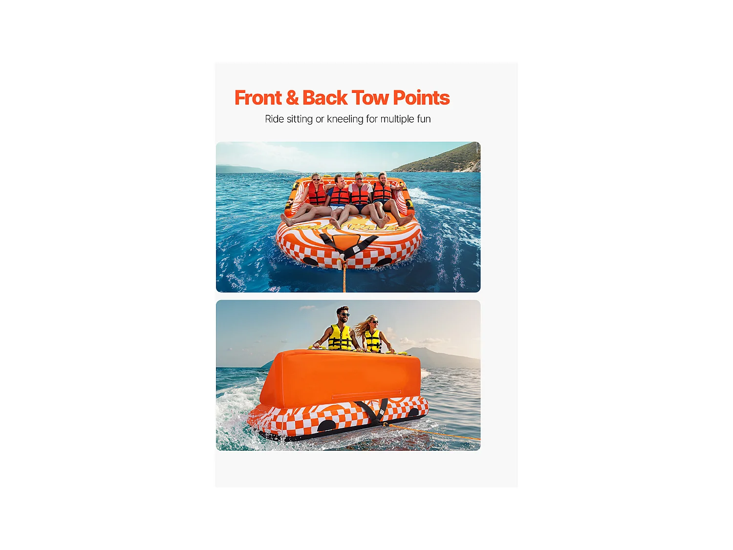 Bouée Tractée, SucceBuy Tube Tractable pour la Navigation de Plaisance, Tube Tractable Gonflable pour Sports Nautiques pour 1 à 4 Passagers