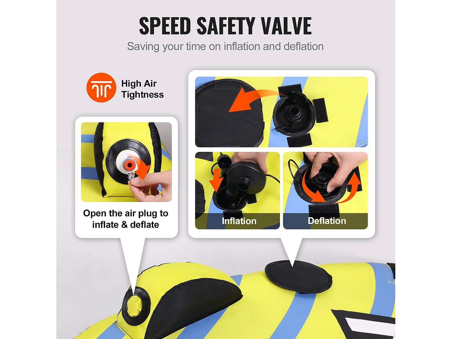 Bouée Tractée, SucceBuy Chambre à Air Tractable pour 1 à 3 Passagers, Gonflable, 231 kg, Housse en Nylon, Poignées EVA