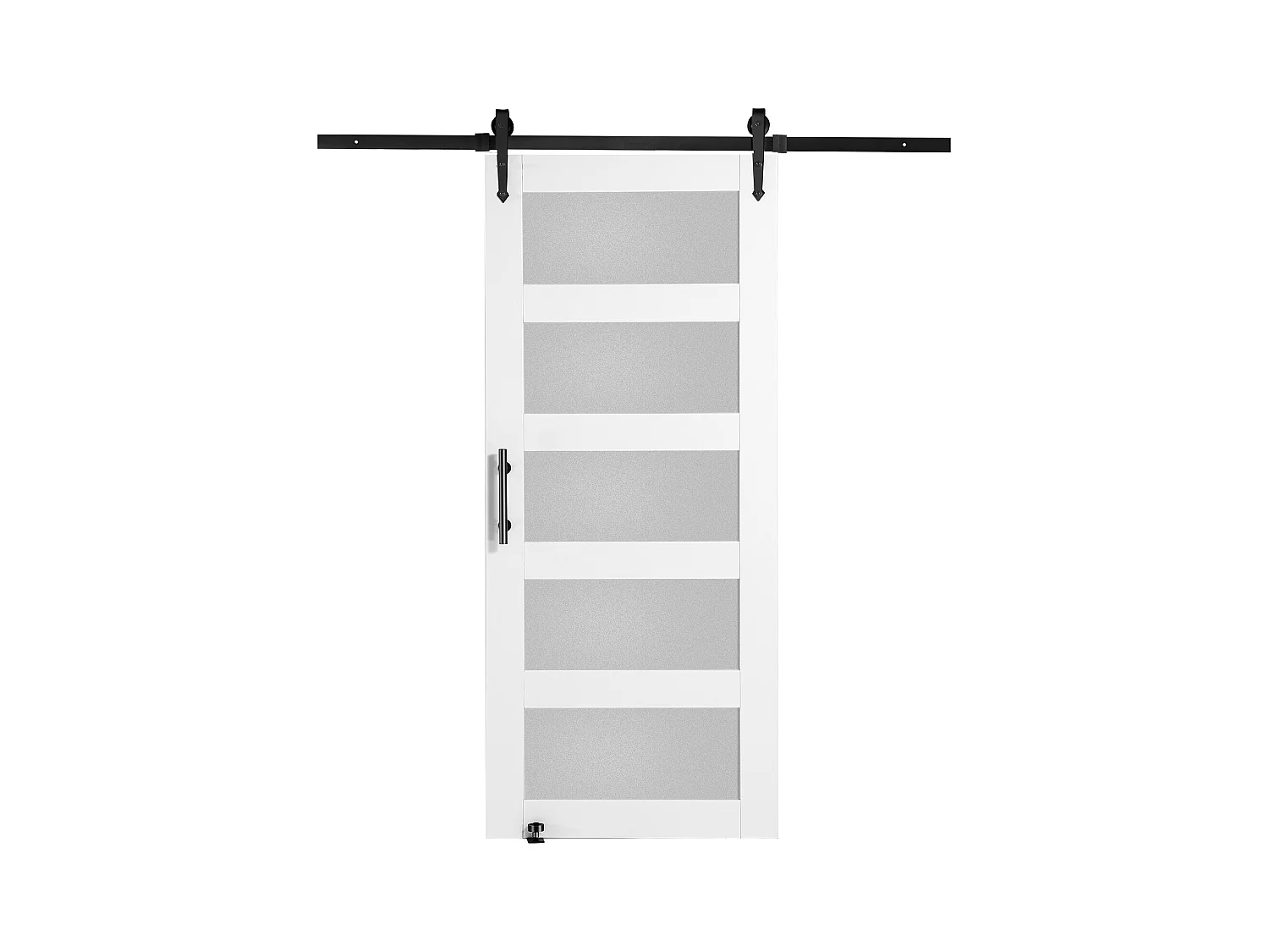 Kit de Porte de Grange Coulissante SucceBuy, 91 x 213 cm, Bois et Verre Dépoli, Épicéa, Guide de Sol 8 en 1