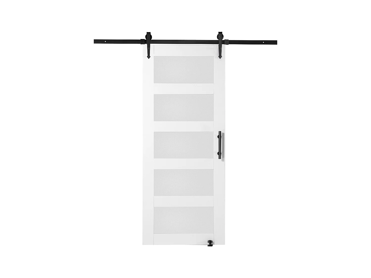 Kit de Porte de Grange Coulissante SucceBuy, 76 x 213 cm, Porte Coulissante en Bois et en Verre, Guide au sol 8 en 1, Fonctionnement Fluide et Silencieux