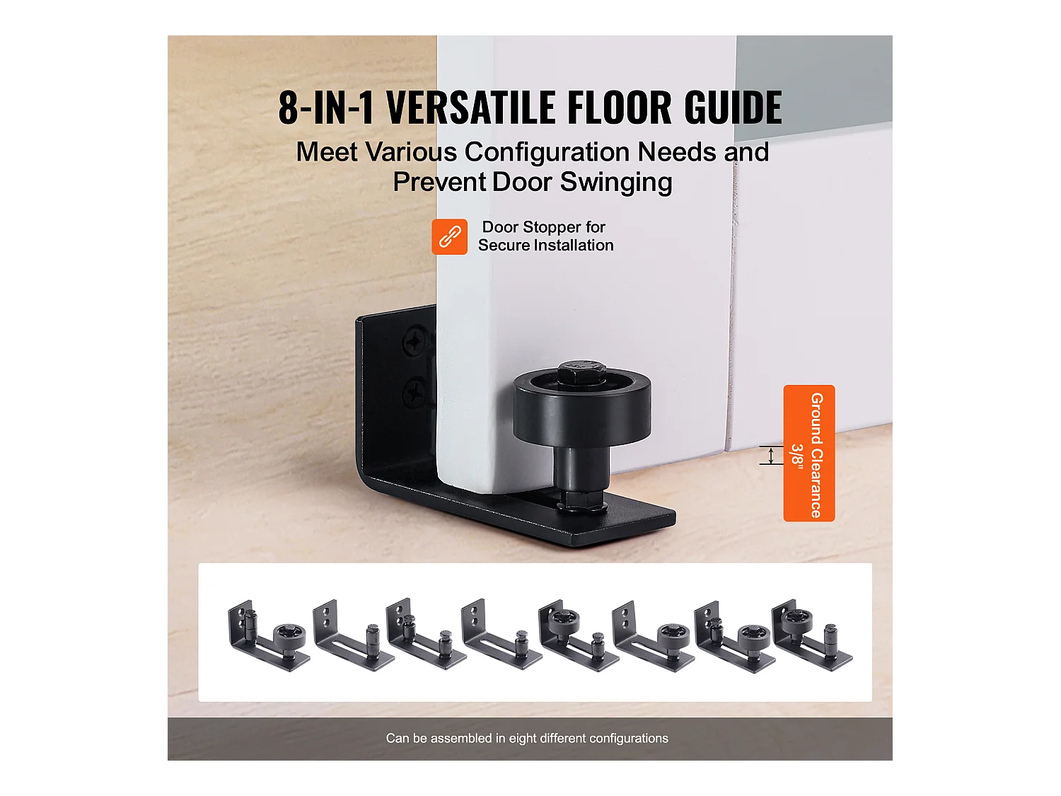 Kit de Porte de Grange Coulissante SucceBuy, 81 x 213 cm, Porte Coulissante en Bois et Verre, Épicéa, Guide au sol 8 en 1, Fonctionnement Fluide et Silencieux