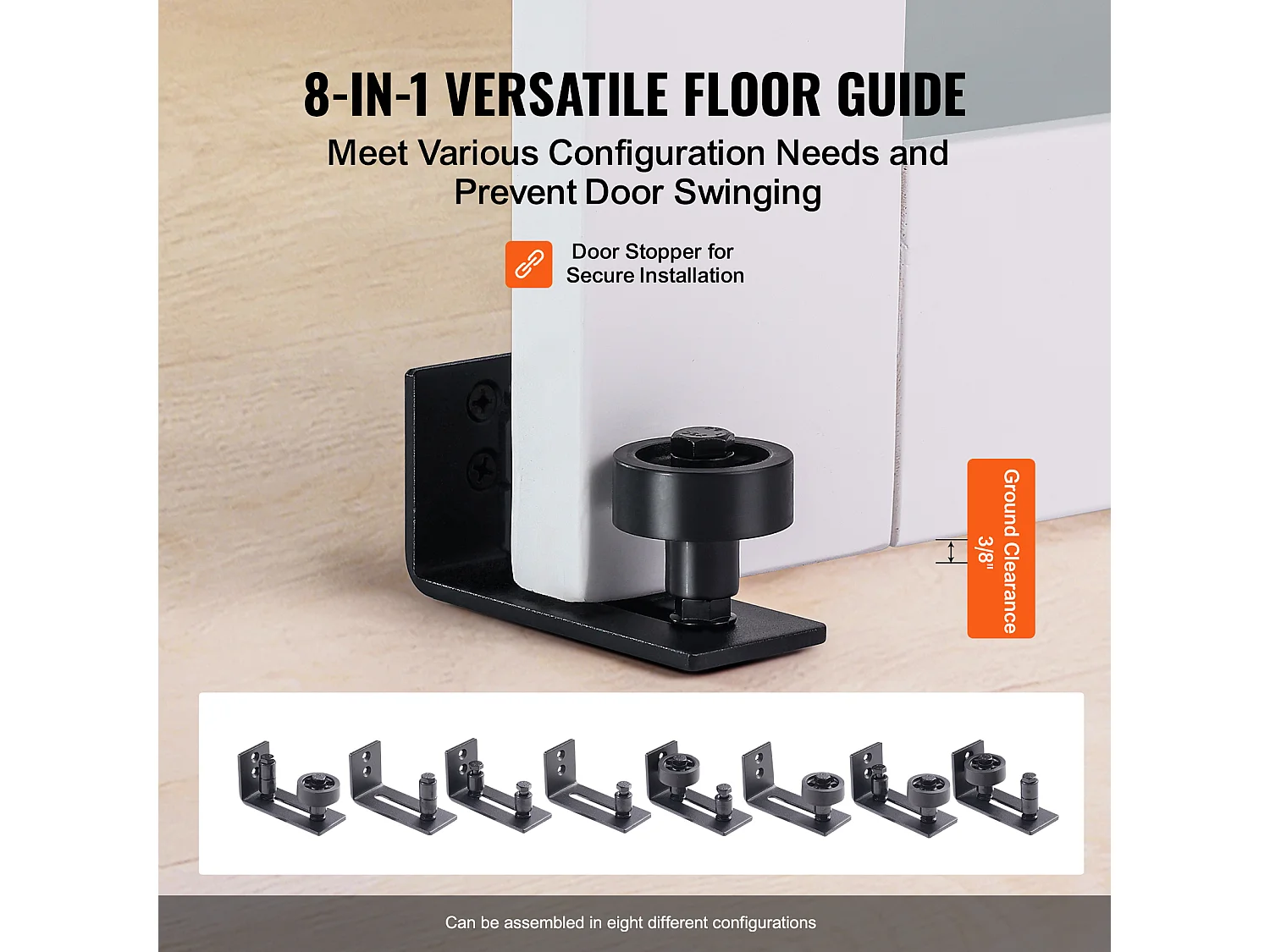 Kit de Porte de Grange Coulissante SucceBuy, 81 x 213 cm, Porte Coulissante en Bois et Verre, Épicéa, Guide au sol 8 en 1, Fonctionnement Fluide et Silencieux